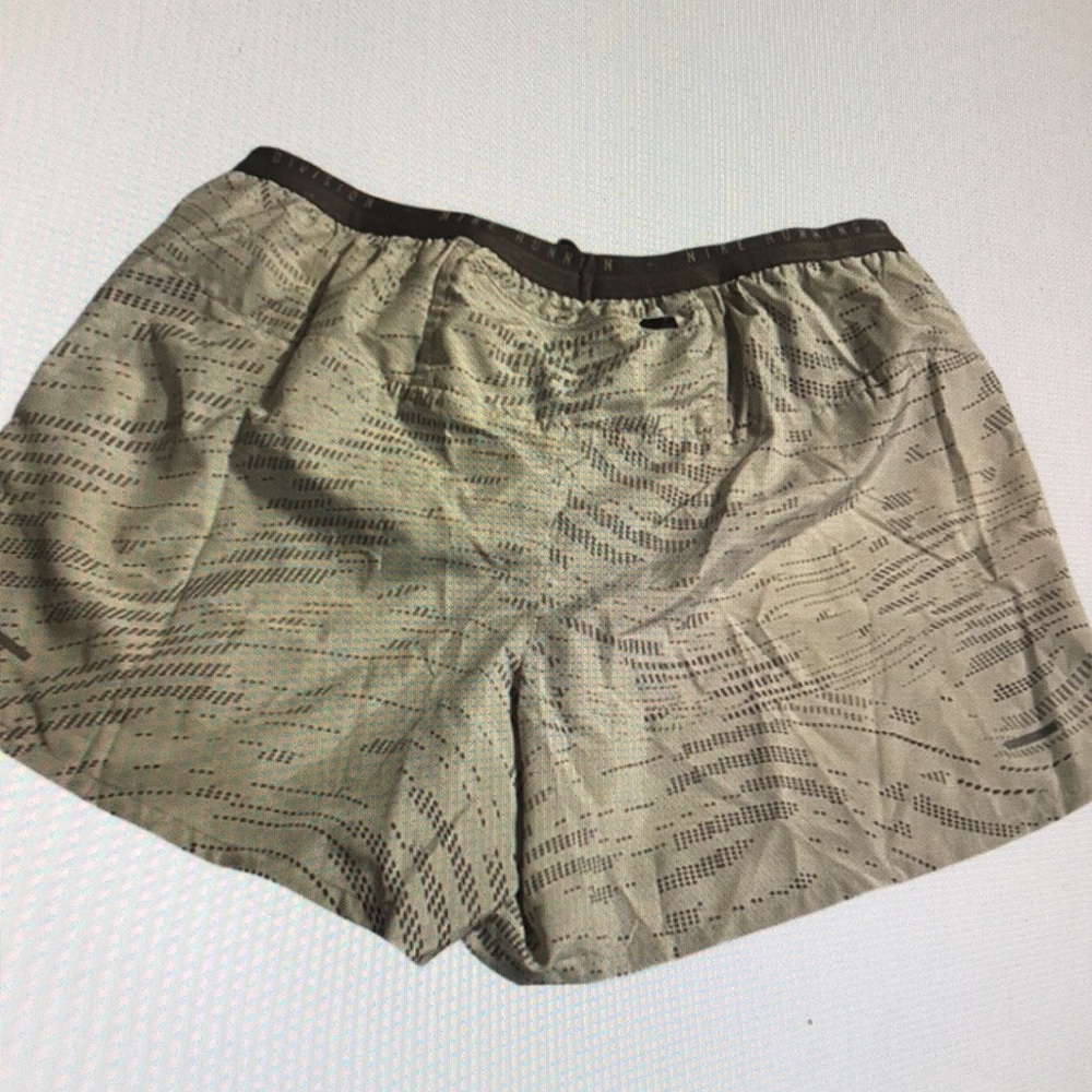 Tan Patterned Shorts with Green Drawstring - image 2